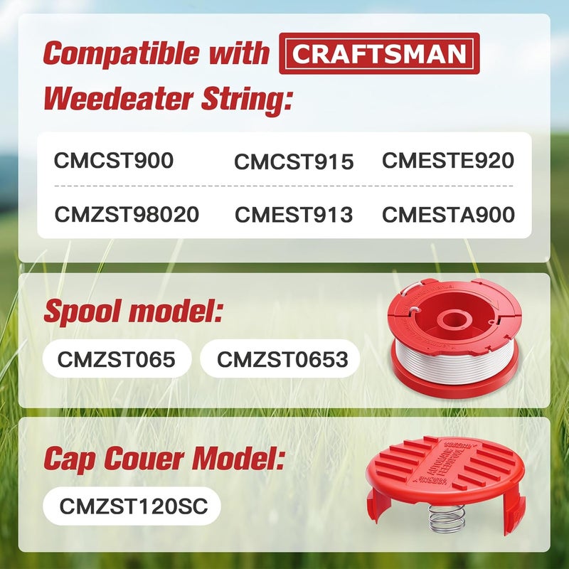 EVENTRONIC CMZST0653 Weed Eater String Compatible with Craftsman Weed Wacker, 0.065" 30Ft String Trimmer Replacement Line, Auto Feed Weed Eater String Line for Craftsman String Trimmer Edger(3 Spool) - Image 2